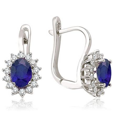 2.93 ct. Pırlanta Safir Küpe